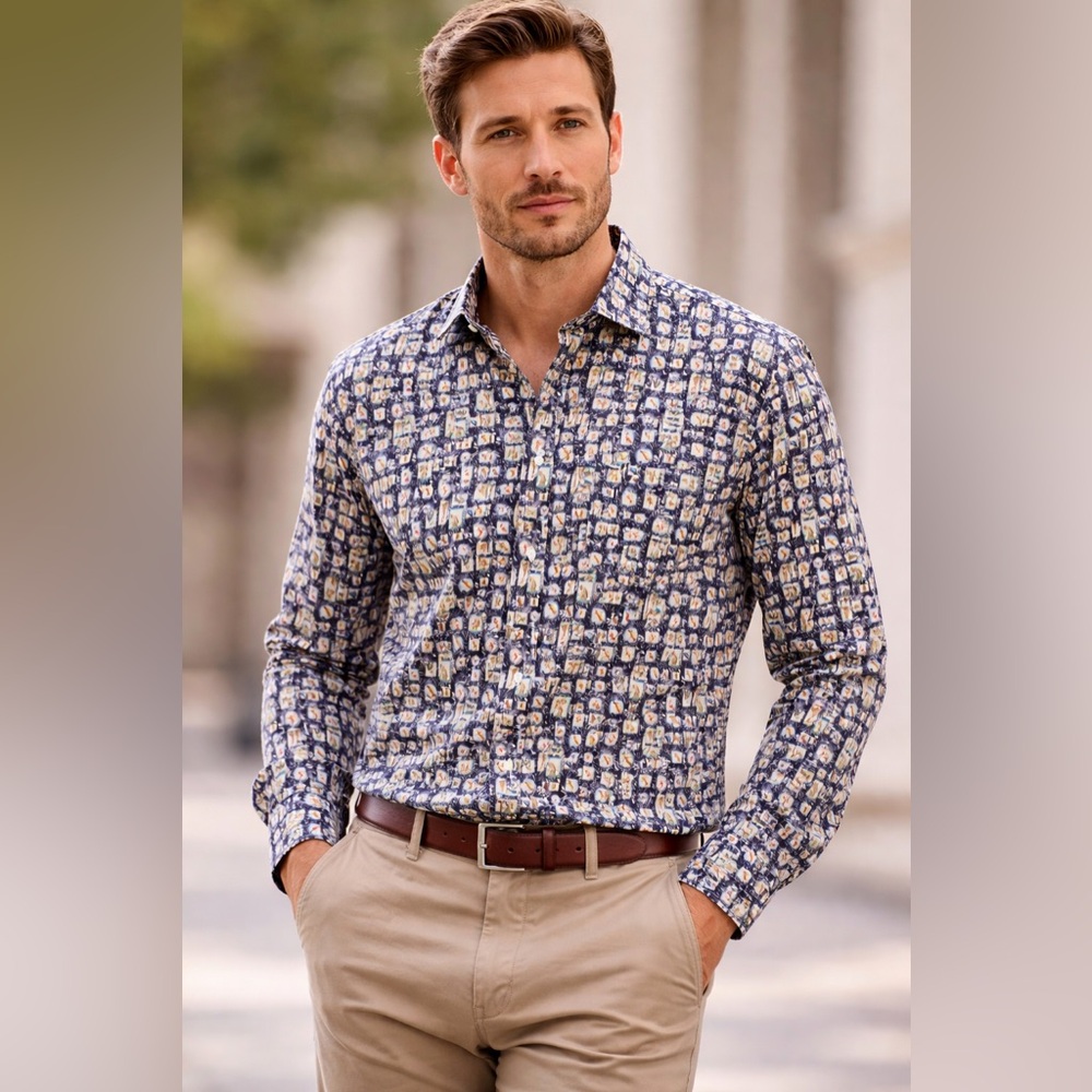 Bugatchi, XXL, Animal Print, 100%Cotton button down classic shirt
